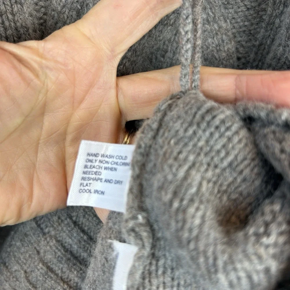 Gap Sweater Womens Small Gray Cable Knit Alpaca Wool Blend Pullover V Neck